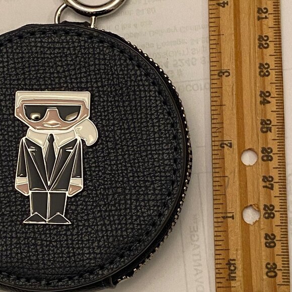 Karl Lagerfeld Coin Purse/Sanitizer Holder Zip-Around 3.5" Diameter Navy NEW - Picture 7 of 7